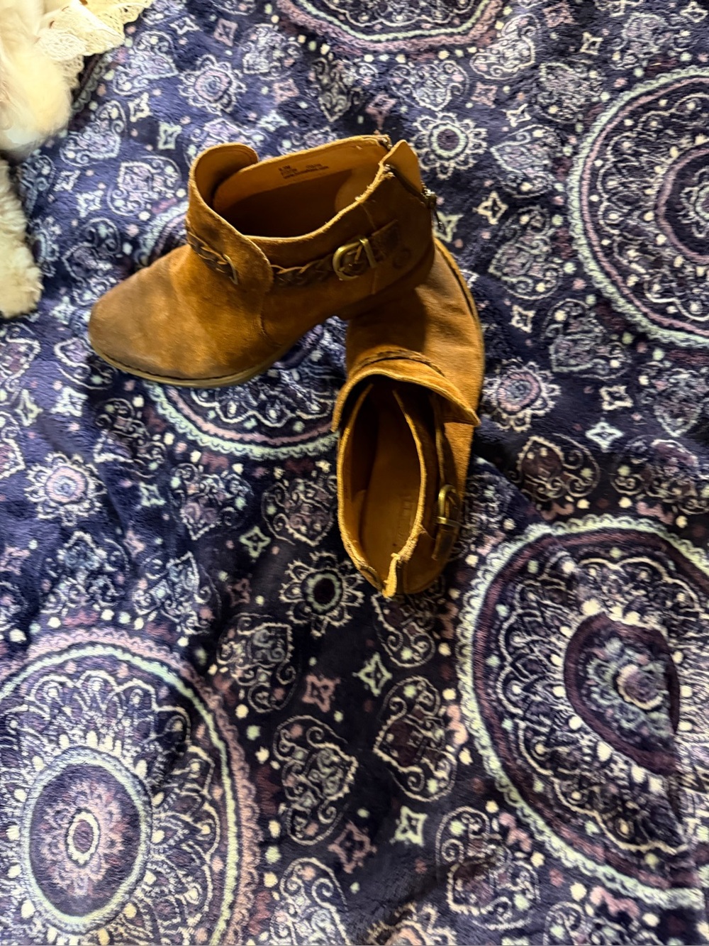 Born Women's Tan Suede Ankle Boots with Buckle Detail